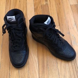 Women’s Nike Dunk Sky Hi Black Wedge Sneakers